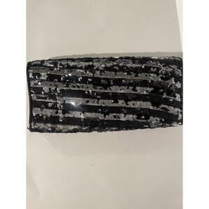 Betsy Johnson Sequin Clutch Black